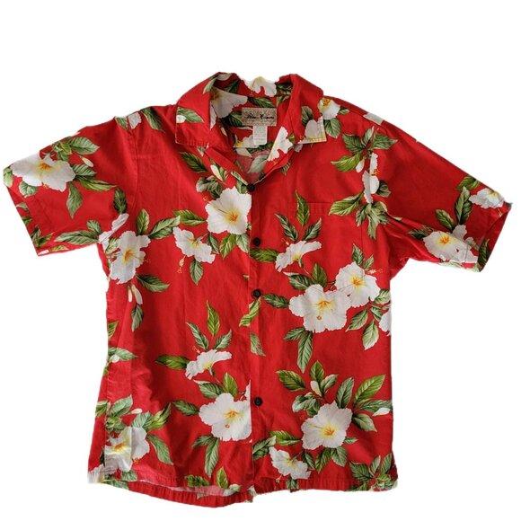 Blue Hawaii Red Floral Cotton Shirt Med - Picture 8 of 8